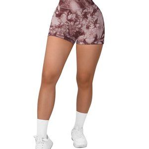 Suuksess Tie Dye Seamless Scrunch 3'' Shorts - Wine Red, Size S